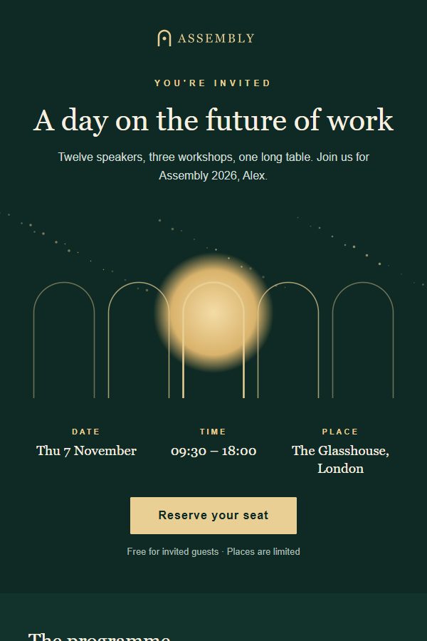 Preview of the Event invite email template