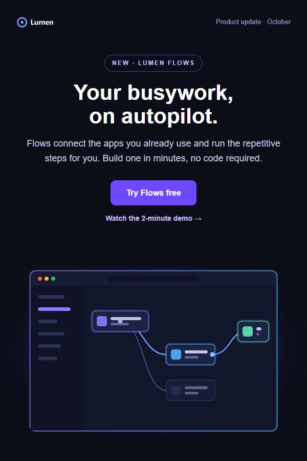 Preview of the Product launch email template